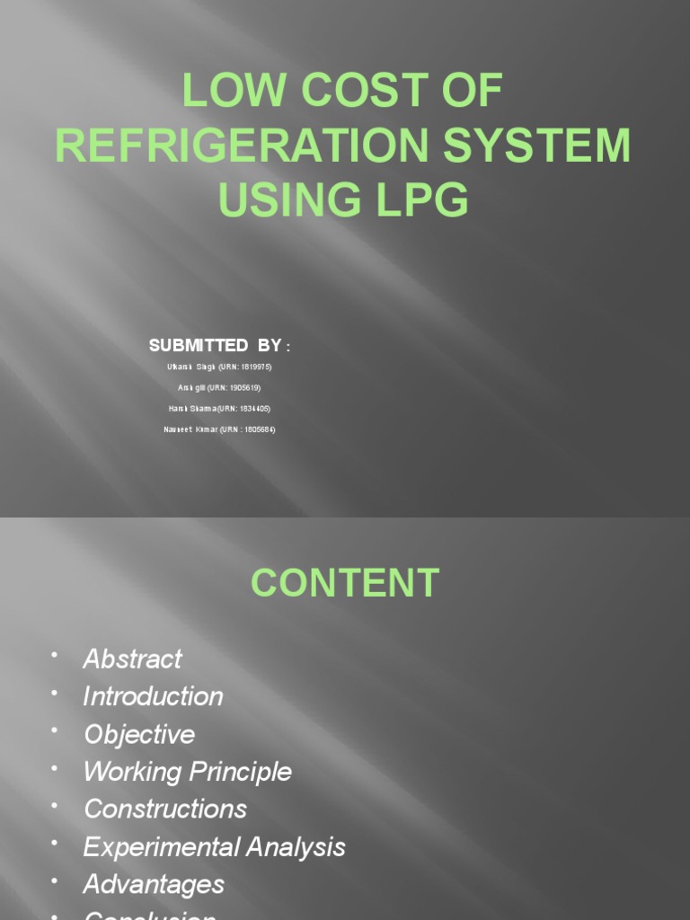 Low Cost of Refrigeration System Using LPG PDF Liquefied Petroleum