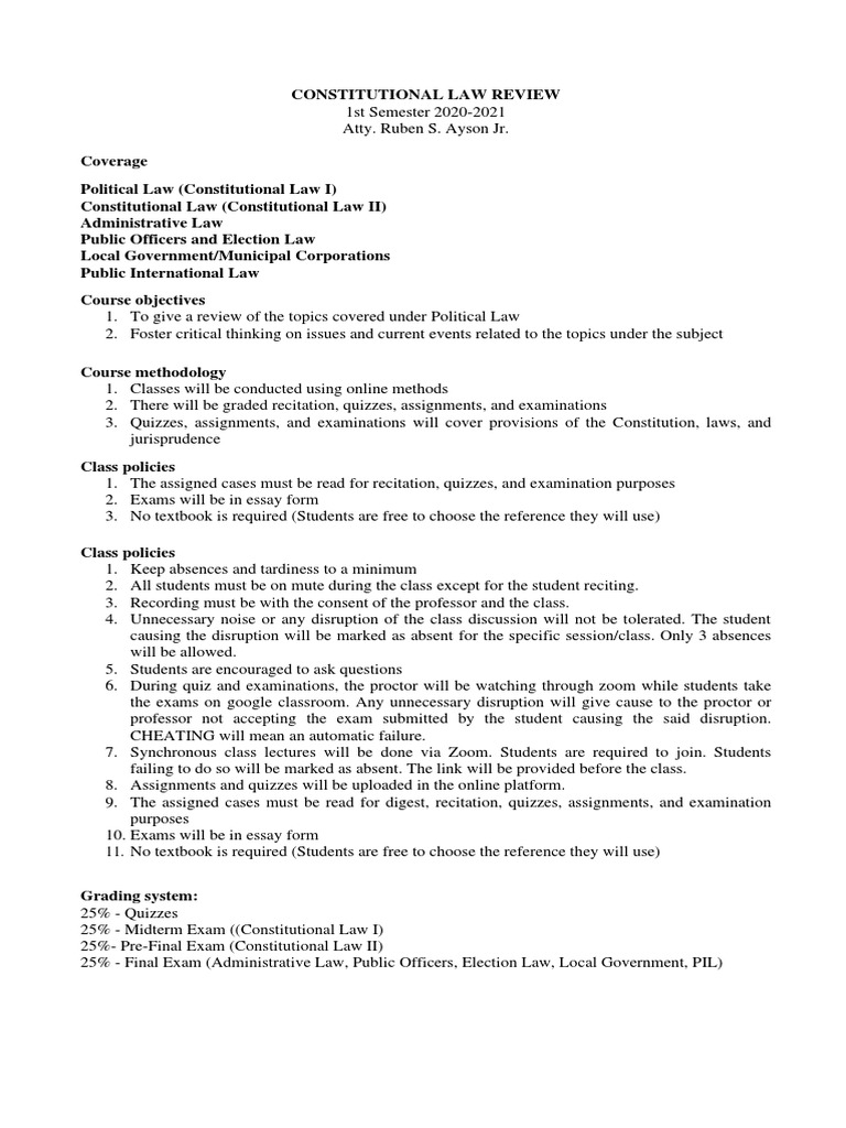 Constitutional Law Review Overview | PDF | Naturalization | Commission ...