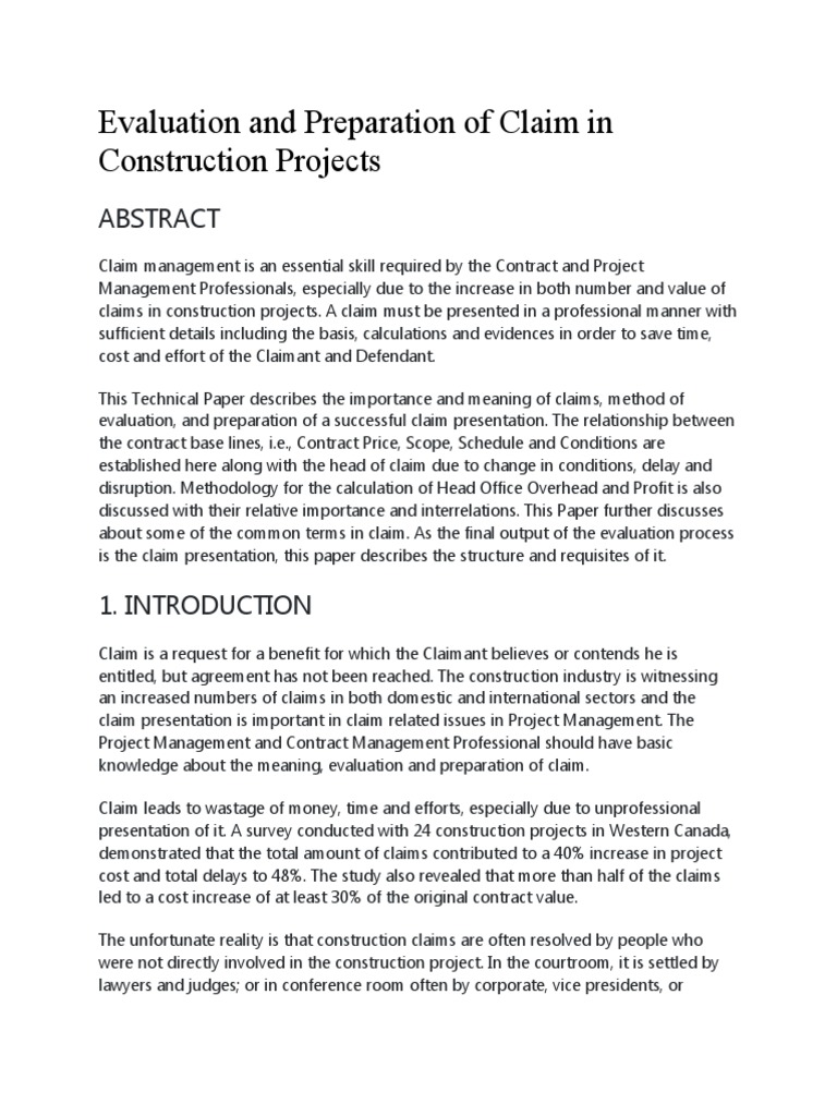 Construction Claim Management Guide | PDF | Breach Of Contract | Damages