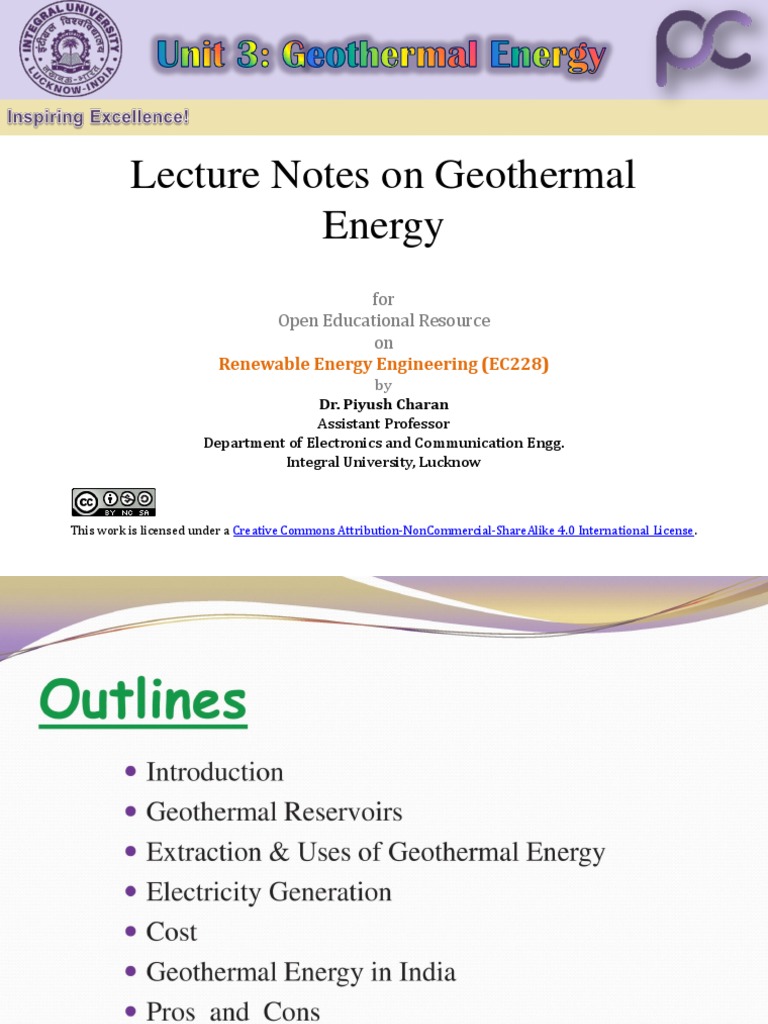 Unit 3-Lecture Notes On Geothermal Energy | PDF | Energy And The ...