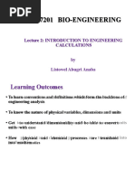 Aen7201 Bio-Engineering: Lecture 2: Introduction To Engineering Calculations by Listowel Abugri Anaba