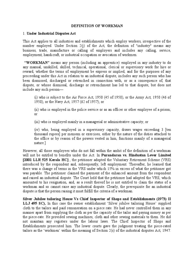 Definition of Workman PDF Workers' Compensation Employment