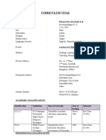 Curriculum Vitae: Prasanna Kumar D.R