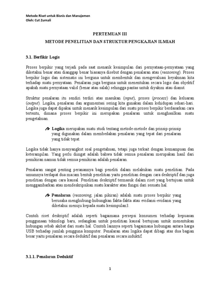 Metode Deduktif dalam Riset Bisnis | PDF