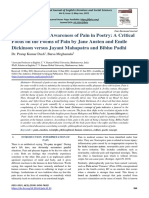 Transcending The Awareness of Pain in Poetry: A Critical Focus On The Poems of Pain by Jane Austen and Emile Dickinson Versus Jayant Mahapatra and Bibhu Padhi