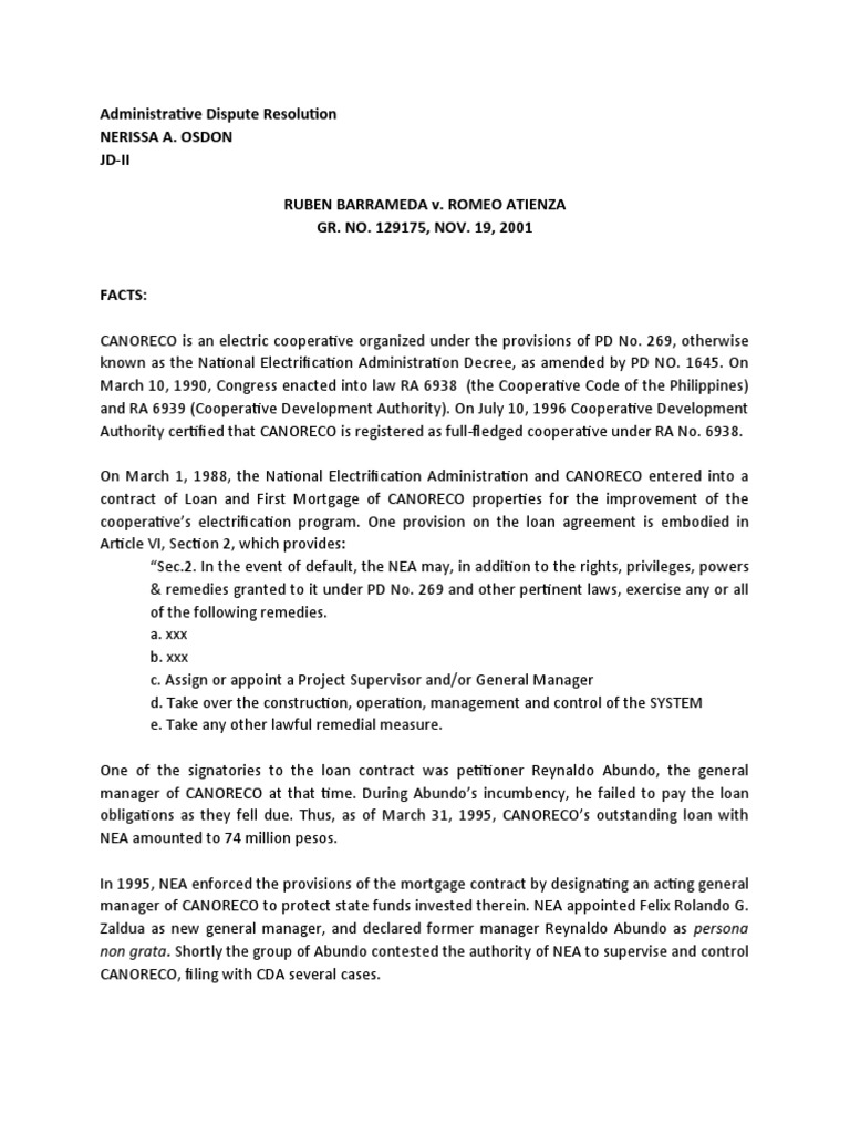 ADR Case PDF Board Of Directors Constitutional Law