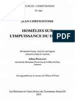 Jean Chrysostome. Homélies Sur L'impuissance Du Diable Introduction, Texte Critique, Traduction Et Notes by Peleanu, Adina