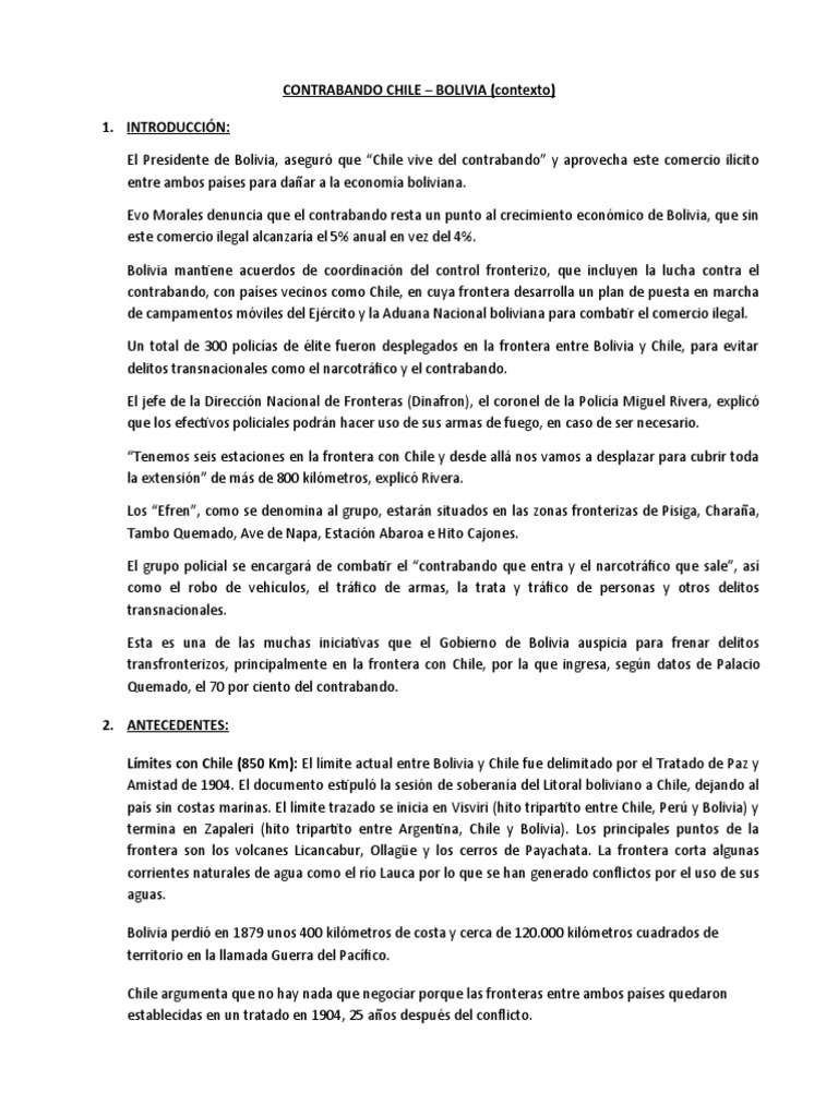 Estrategias contra el contrabando en Chile | PDF | Bolivia | Contrabando