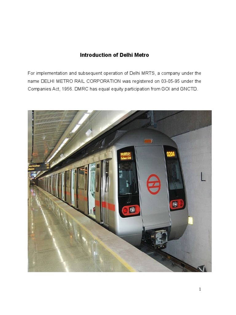 Introduction of Delhi Metro | PDF | Public Transport | Rapid Transit