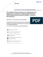 The Impact of Teacher Factors On Achievement and Behavioural Outcomes of Children With Attention Deficit Hyperactivity Disorder ADHD A Review of The