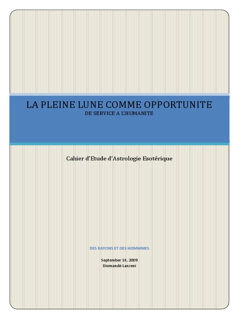 La Pleine Lune Comme Opportunite Pdf Lune Dieu