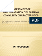 Assessment of Implementation of Learning Community Characteristics