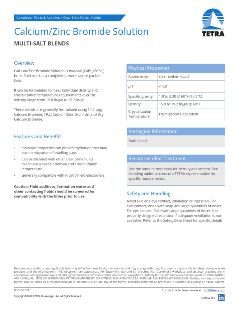 CalciumZinc Bromide Solution PDF Density Crystallization