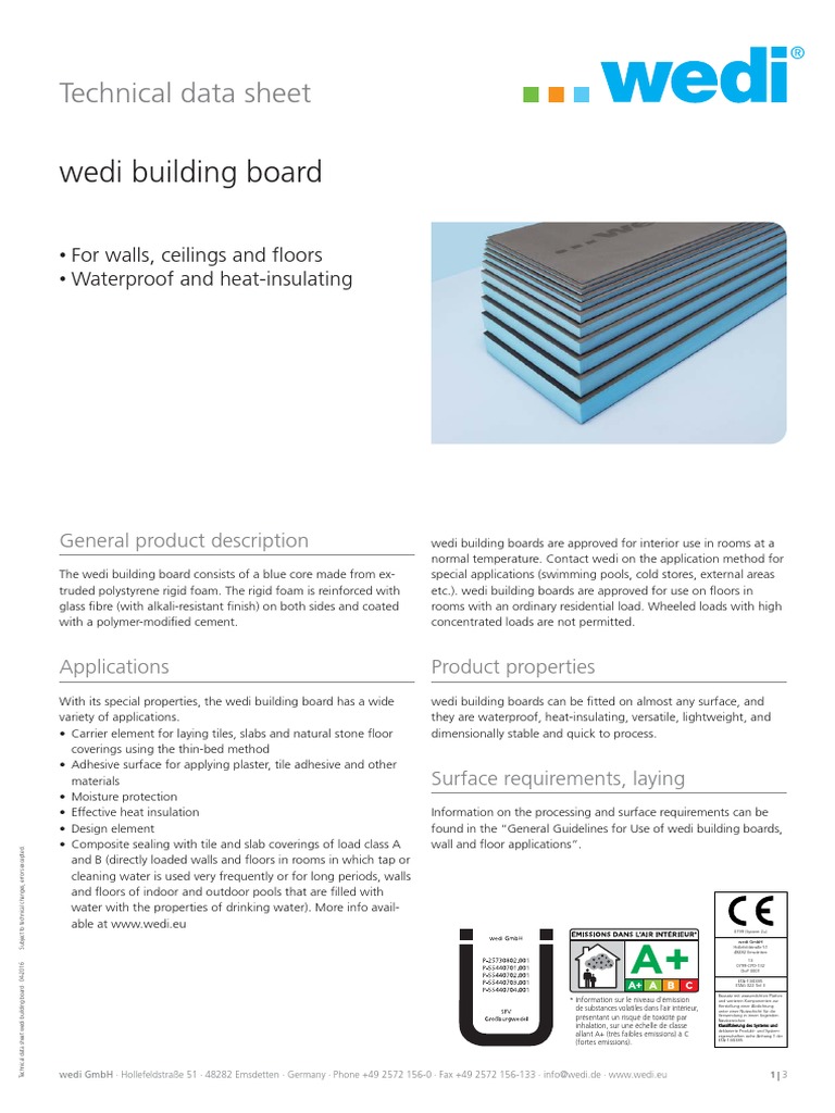 Wedi Technical Data Sheet Building Board GB 2016 v1 RZ SCREEN PDF