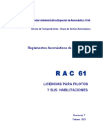RAC 61 - Licencias para Pilotos y Sus Habilitaciones
