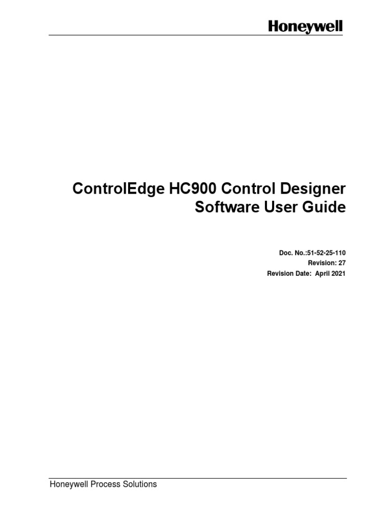 Controledge Hc900 Control Designer Software User Guide: Honeywell ...