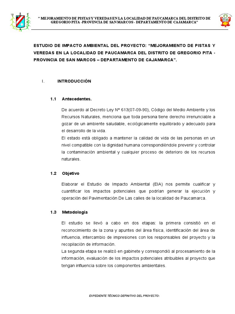 Mejoramiento de Pistas en Paucamarca | PDF | Evaluación de impacto ...
