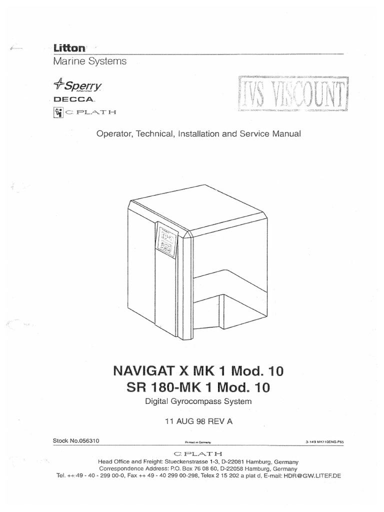 Sperry NAVIGATX MK1 Gyro Compass Manual PDF