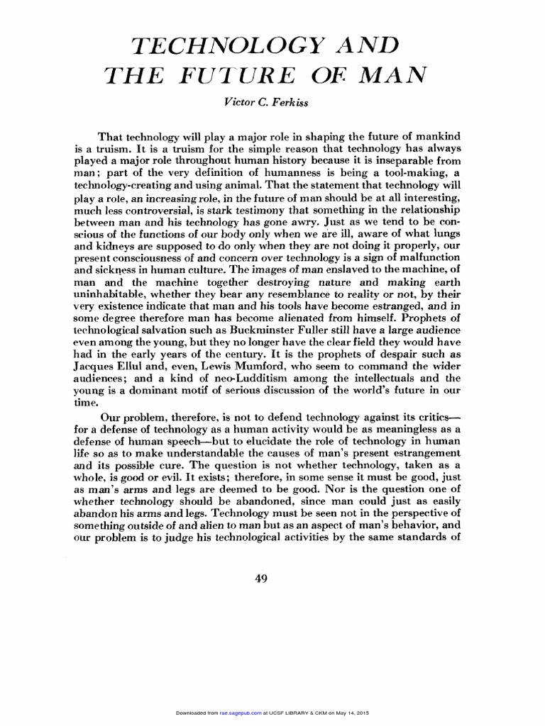 Technology's Role in Human Evolution | PDF | Resource | Nature