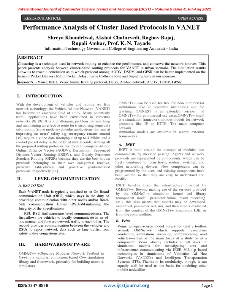 VANET Cluster-Based Protocols Analysis | PDF | Routing | Wireless Ad ...