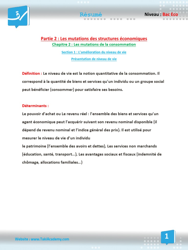 Niveau de vie et croissance économique | PDF | Indice de développement ...