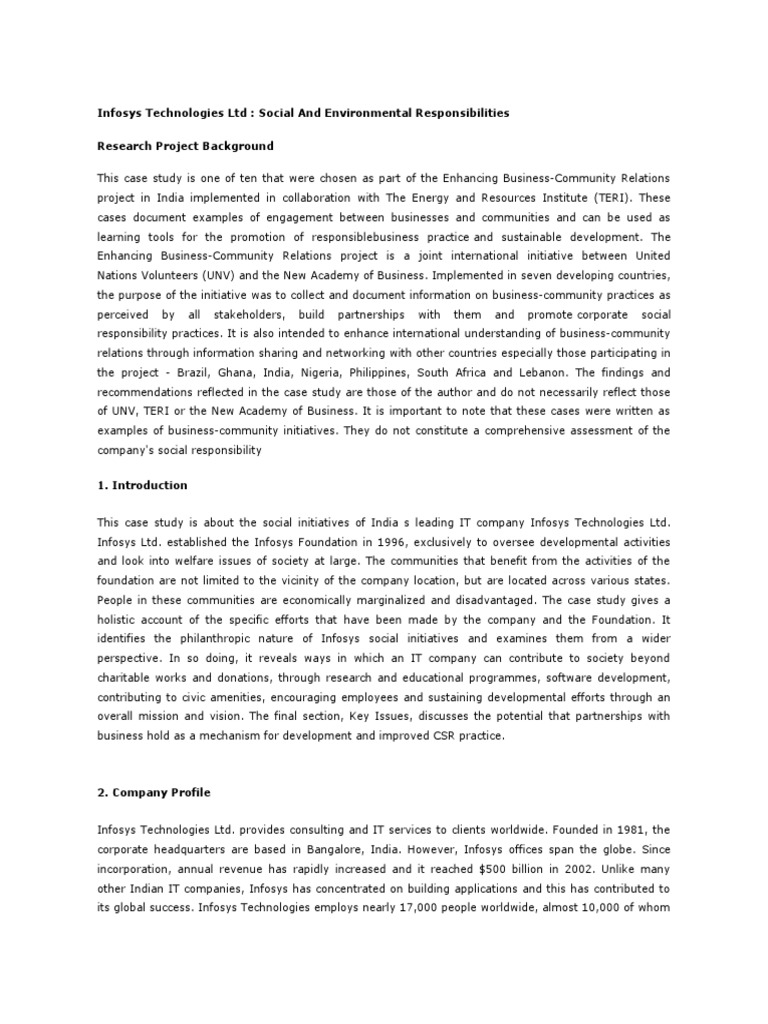 Infosys Technologies LTD | PDF | Corporate Social Responsibility | Business
