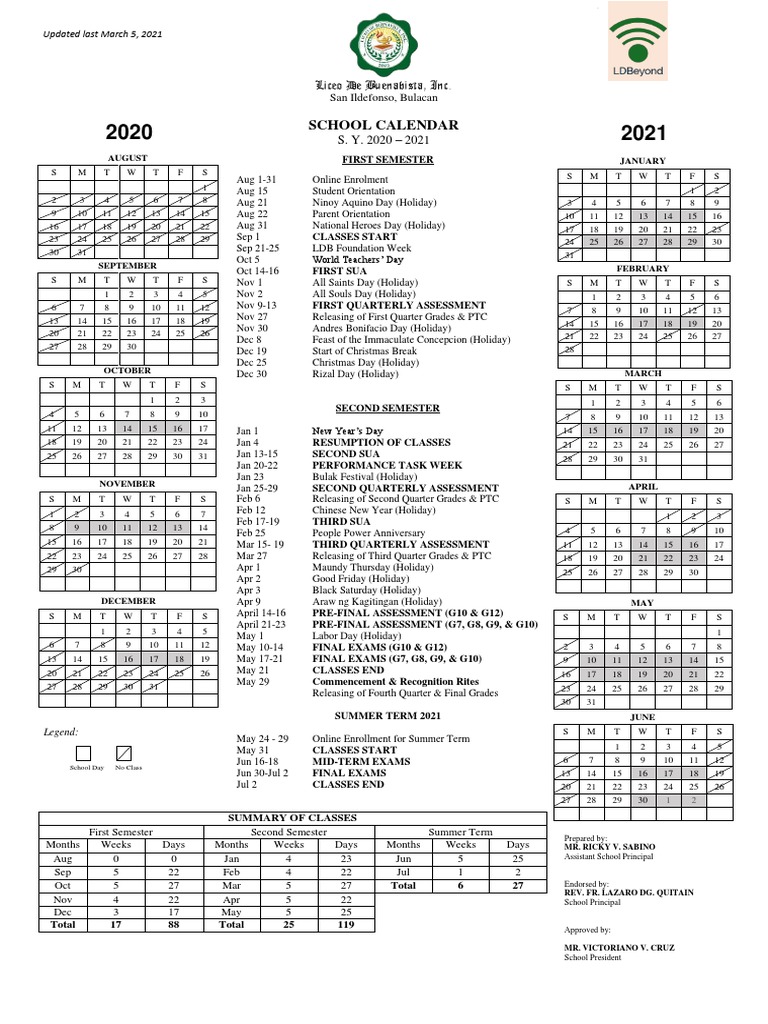 Calendar LDB Revised As of March PDF Christian Festivals And Holy