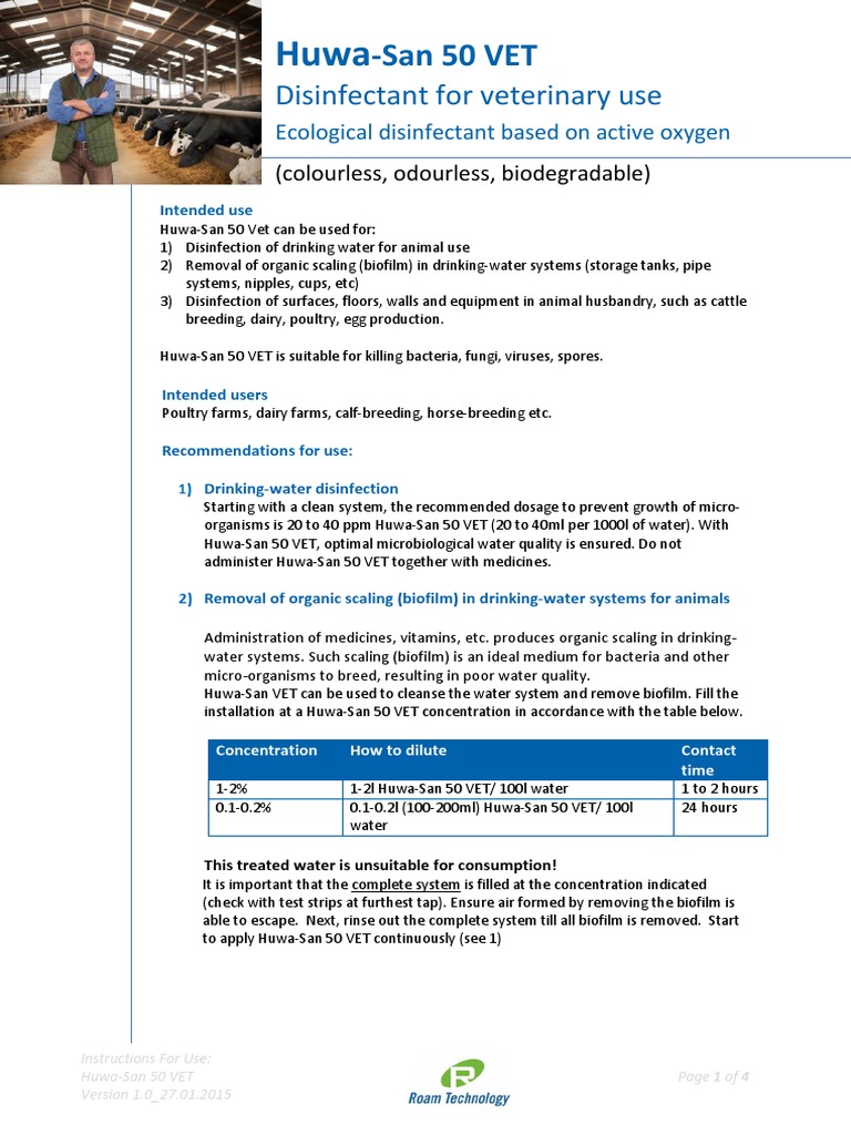 San 50 VET: Disinfectant For Veterinary Use | PDF | Disinfectant | Water