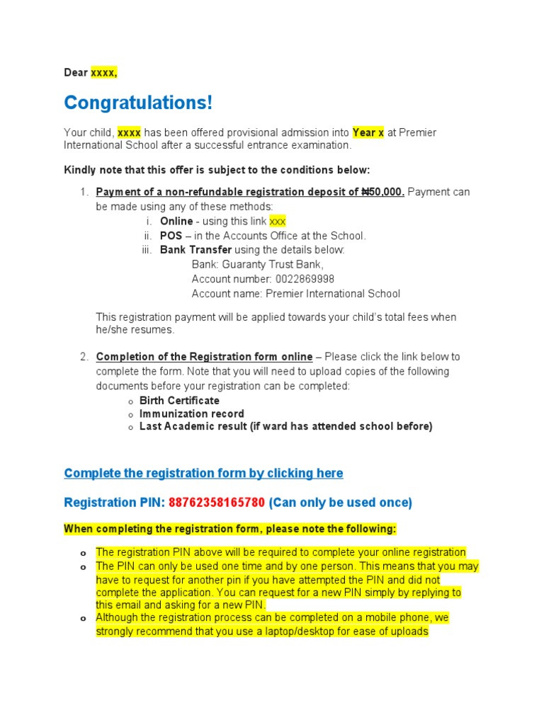 Congratulations!: Complete The Registration Form by Clicking Here ...