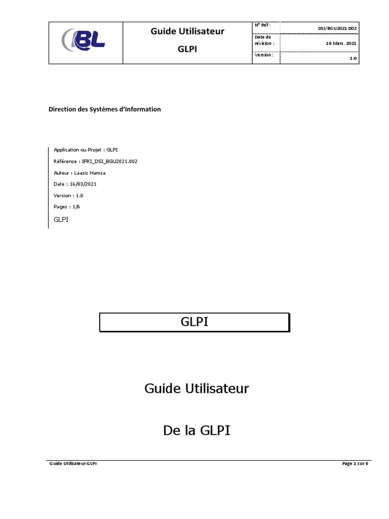 Guide Utilisateur GLPI v1.0 | PDF | Informatique | Âge de l'information