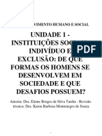 Unidade 1 - Instiruições Sociais, Individuo e Exclusao