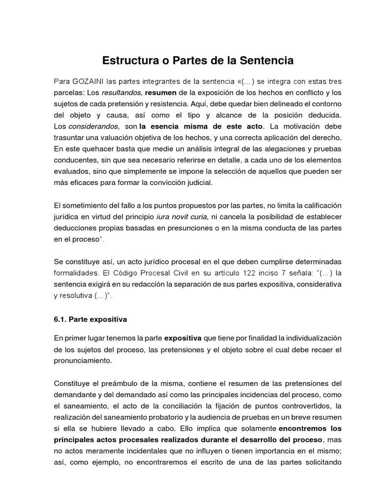 Estructura de La Sentencia | PDF | Ley procesal | Sentencia (ley)