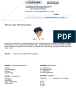 Atividade Avaliativa de Inglês - 6º e 7º 