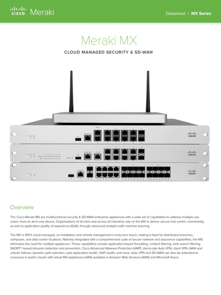 Meraki MX: Cloud Managed Security & Sd-Wan | PDF | Virtual Private ...