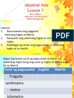 EPP-IA. Aralin 3 Pagsasalin NG Sistemang Panukat Na Ingles Sa Metrik