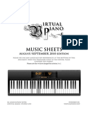 Virtual Piano Music Sheet Aug Sep Sheet Music Piano - 