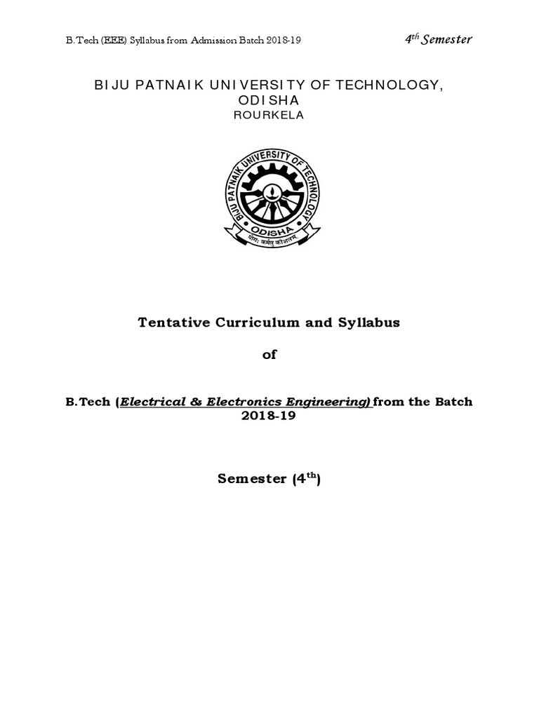 Tentative BTech - EEE 4TH Sem Syllabus 2018-19 | PDF | Discrete Fourier ...