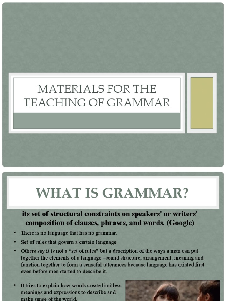 Materials For The Teaching Of Grammar Pdf Second Language