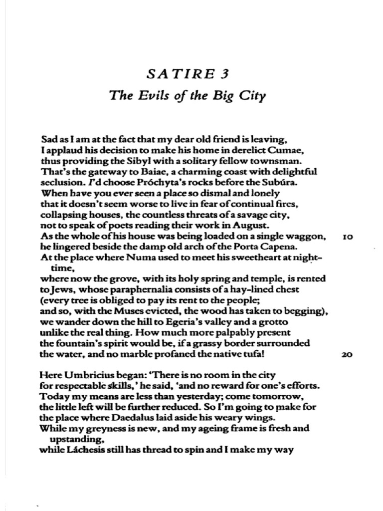 Juvenal 3rd Satire (Rudd) | PDF