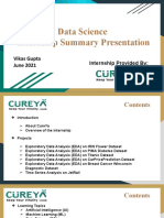 Data Science Internship Summary Presentation: Vikas Gupta June 2021