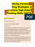 Utilizing Various Teaching Strategies To Promote High Order Thinking Skills (HOTS)