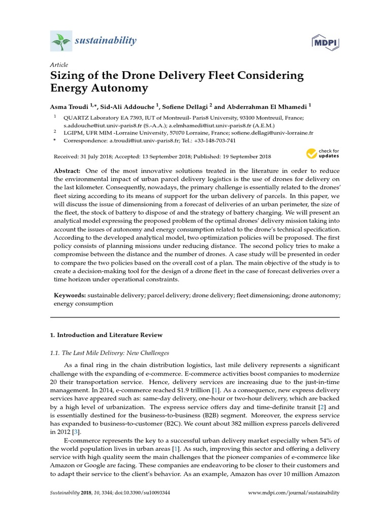 Optimizing Drone Delivery Fleet Size | PDF | Unmanned Aerial Vehicle ...