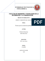 Universidad Tecnológica Indoamérica: Facultad de Ingeniería Y Tecnologías de La Información Y La Comunicación