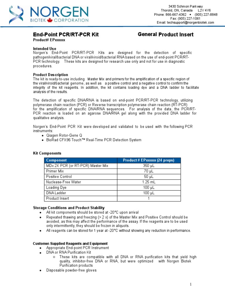 End-Point PCR Kit - General Manual - Aug2016 | PDF | Reverse ...