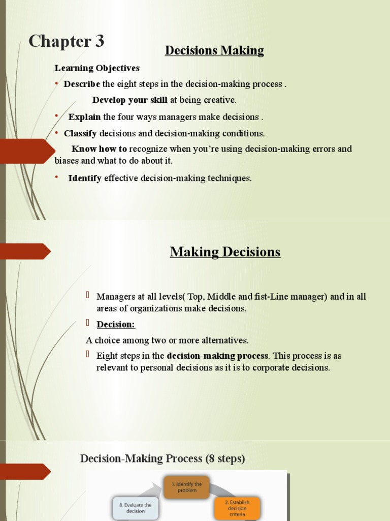 Decision-Making Process for Managers | PDF | Decision Making | Creativity