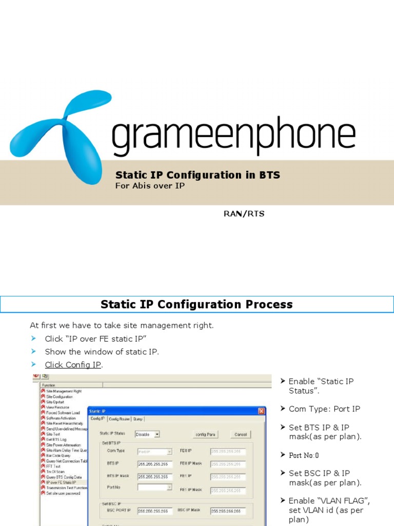 BTS Static IP Configuration Guide | PDF | Computers