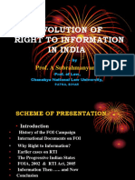 Evolution of Right To Information in India: Prof. A Subrahmanyam