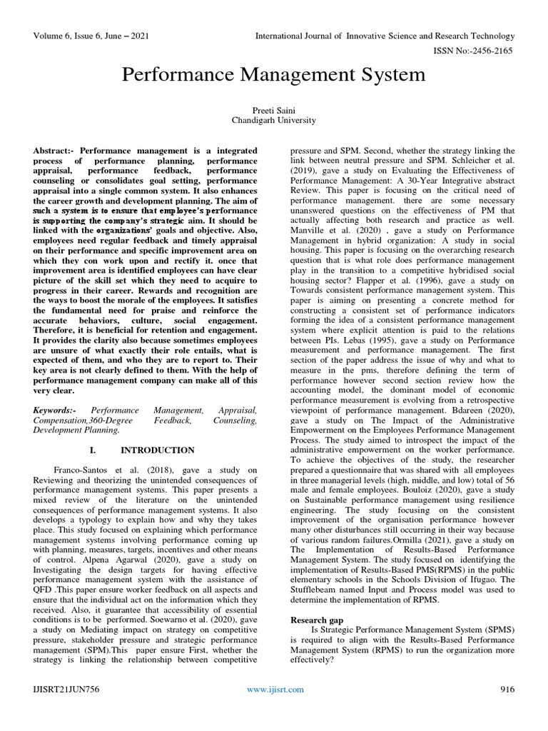 Performance Management System Overview | PDF | Coefficient Of ...