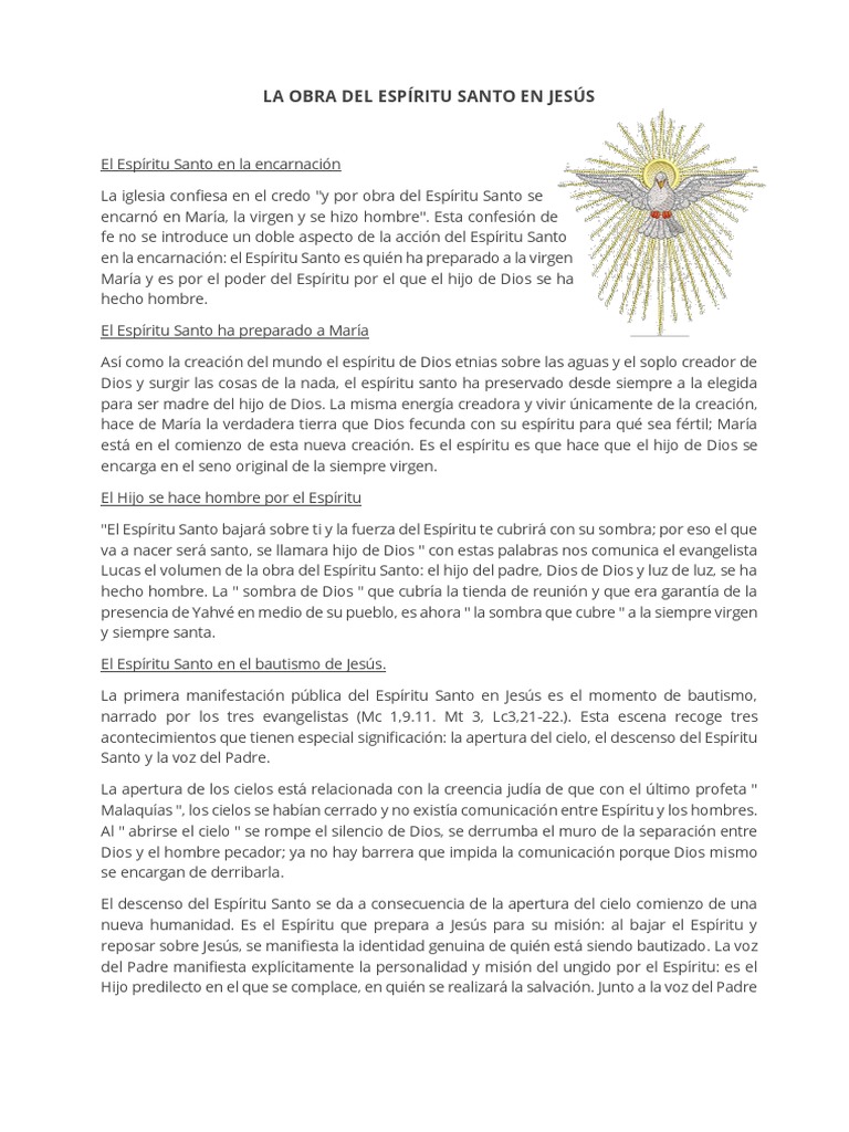 La obra del Espíritu Santo en Jesús | PDF | espíritu Santo | María ...