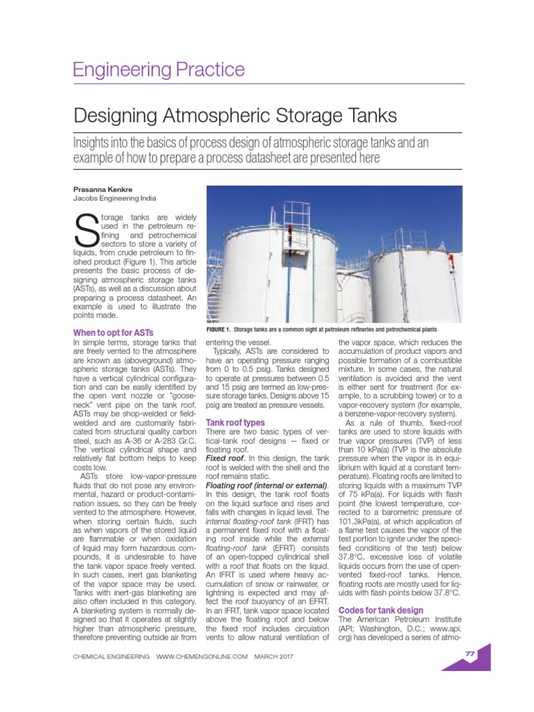 Designing Atmospheric Storage Tanks Engineering Practice PDF